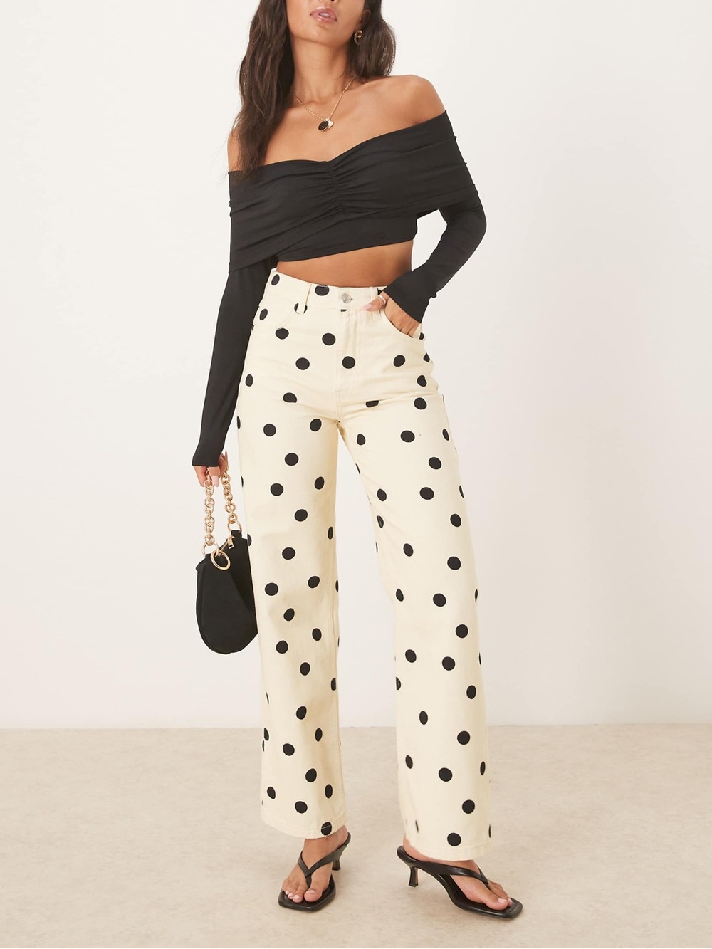 Poshmark Title

ASOS DESIGN Butter Cream &  Black Polka Dot Dad Jeans Size 10